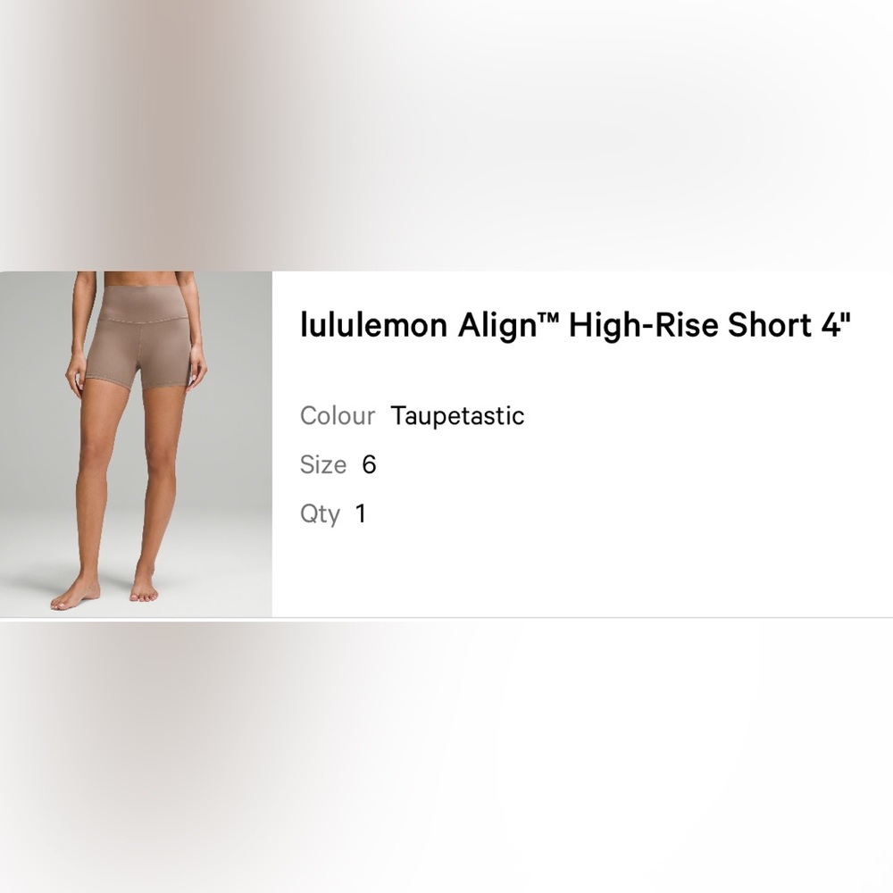 Lululemon Athletica Light Brown Align High-Rise Nulu Fabric Short 4” NWT